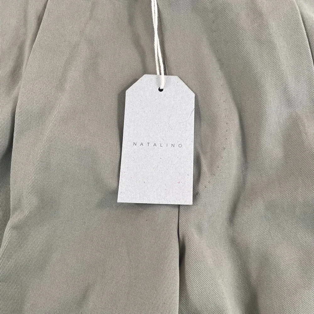 Natalino Single Pleat Brushed Cotton Trousers Men 28Lx34 Beige Side‎ Buckles NWT